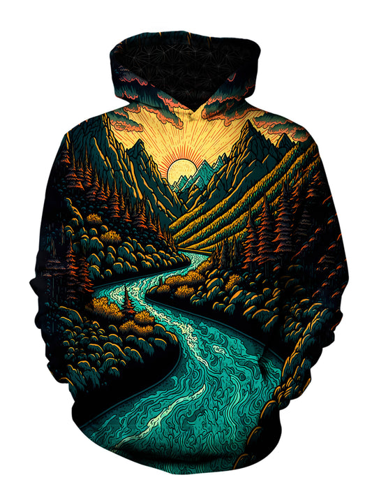 Stay warm and stylish at your next festival or rave with this comfortable pullover hoodie