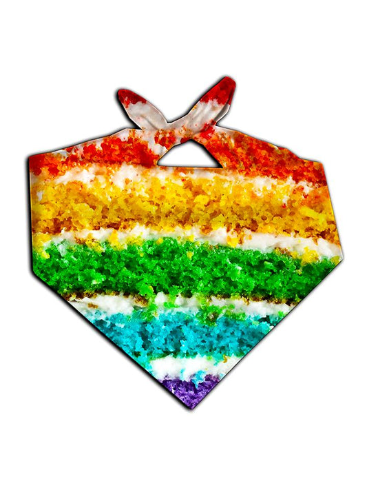 All over print rainbow cake bandana by GratefullyDyed Apparel tied neck scarf view.