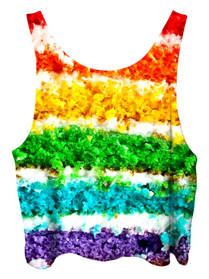 All over print psychedelic birthday foodie cropped top by Gratefully Dyed Apparel back view.
