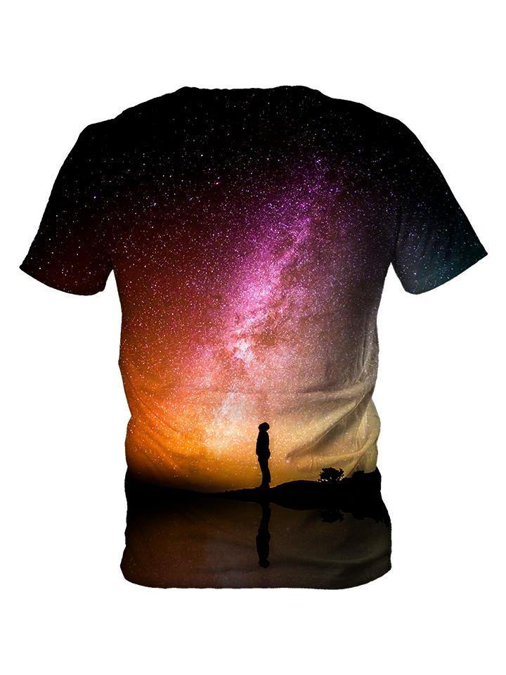 Back view of all over print psychedelic space t shirt by Gratefully Dyed Apparel.