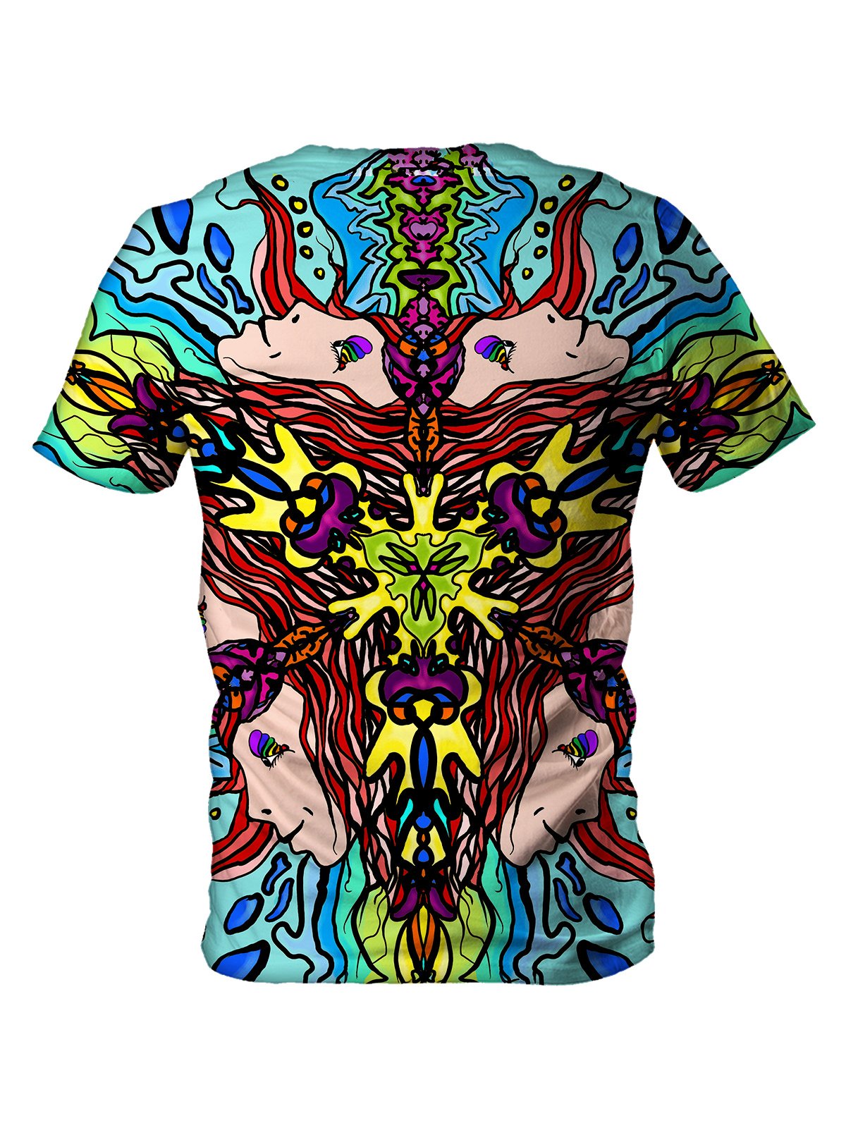 Back view of all over print psychedelic visionary art t shirt by Gratefully Dyed Apparel.