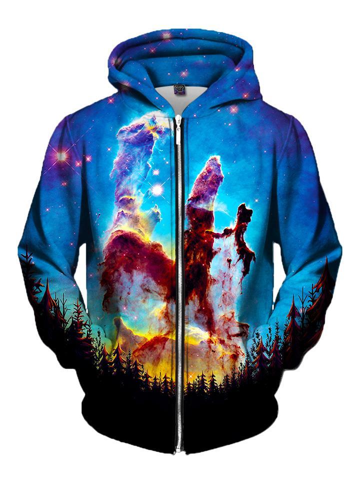 Amazing Blue Space Zip Up Hoodie Front
