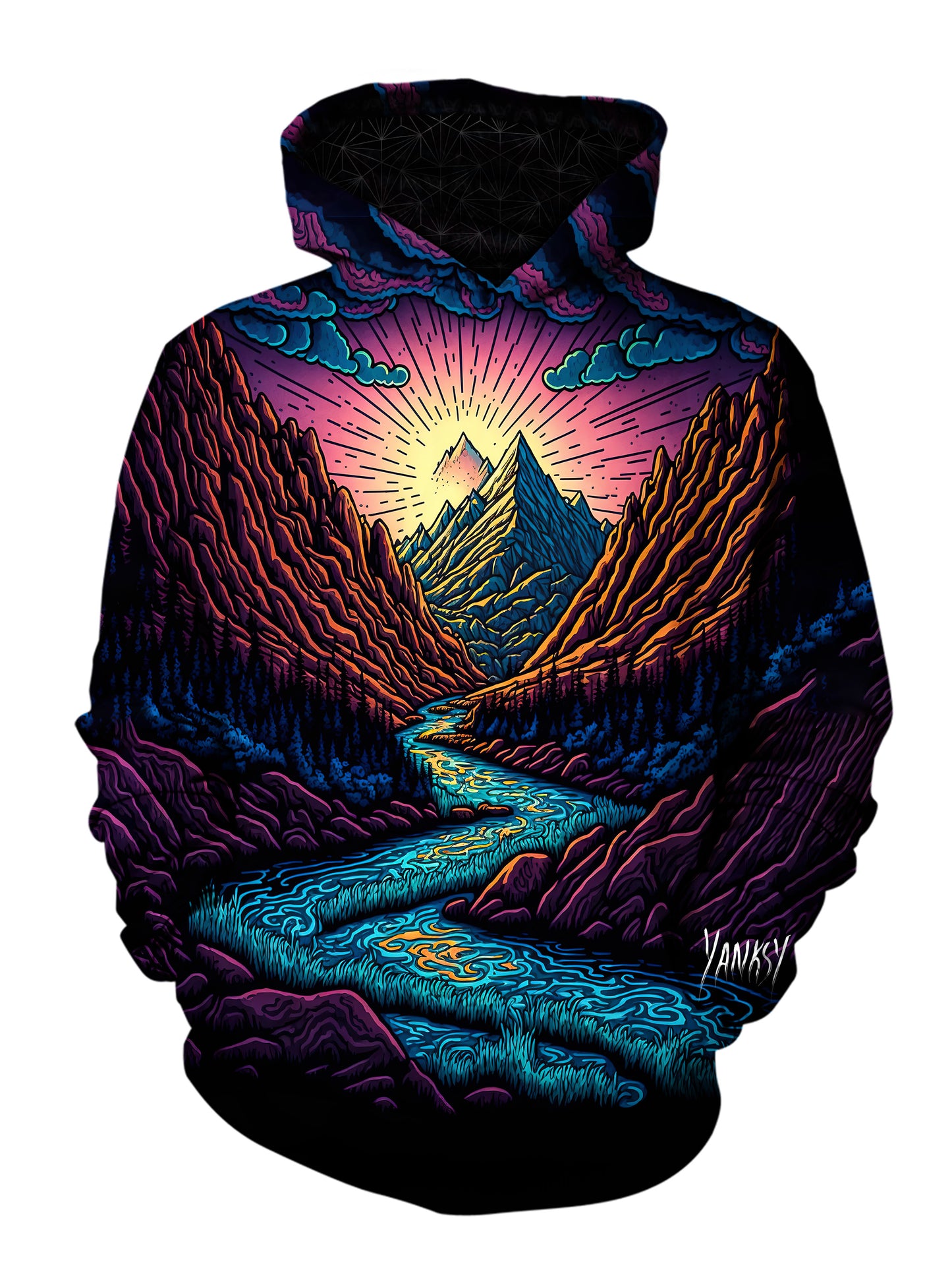 Elevate your wardrobe with this vibrant and striking trippy pullover hoodie