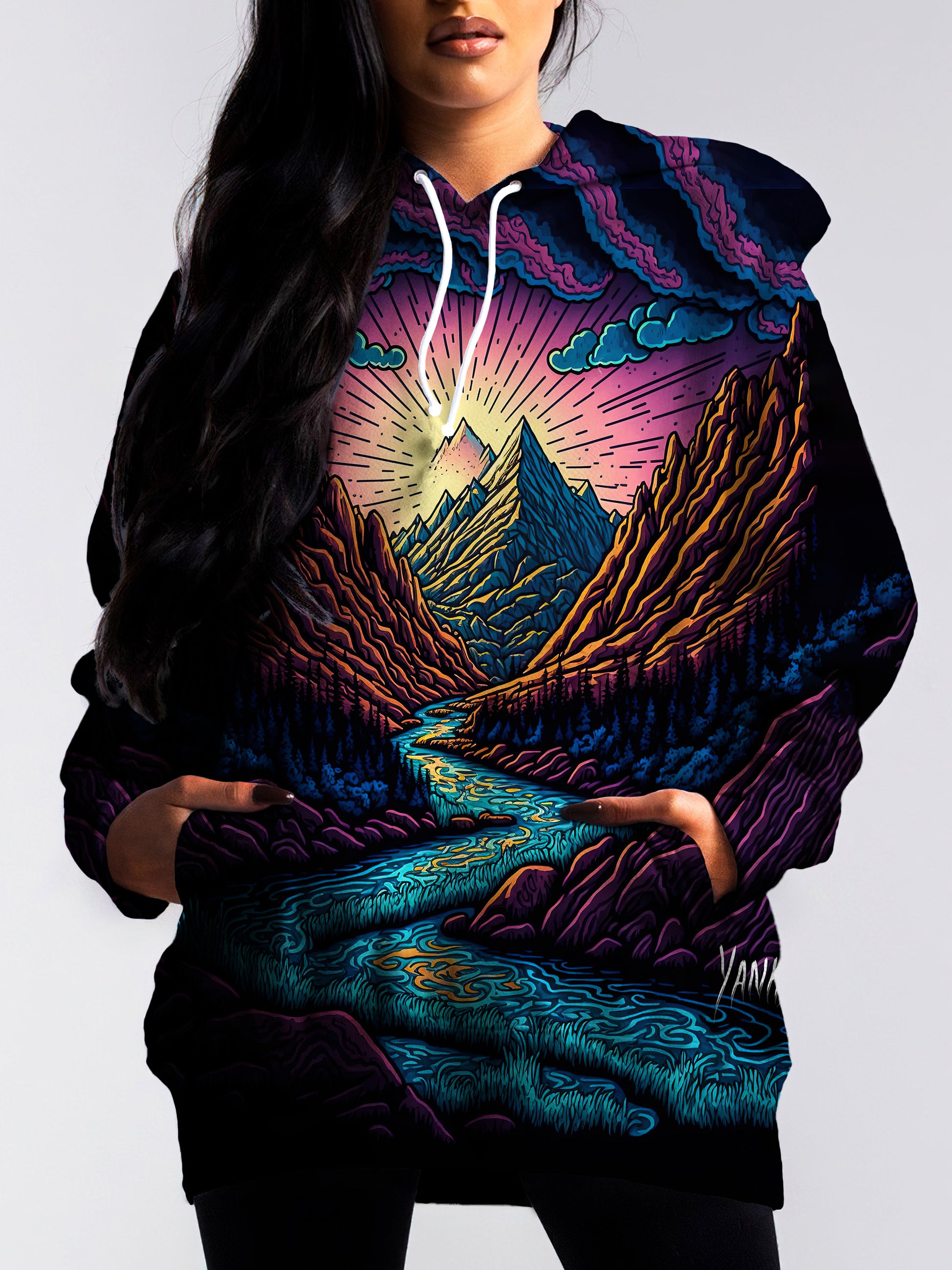 Get lost in the mesmerizing patterns and colors of this trippy pullover hoodie
