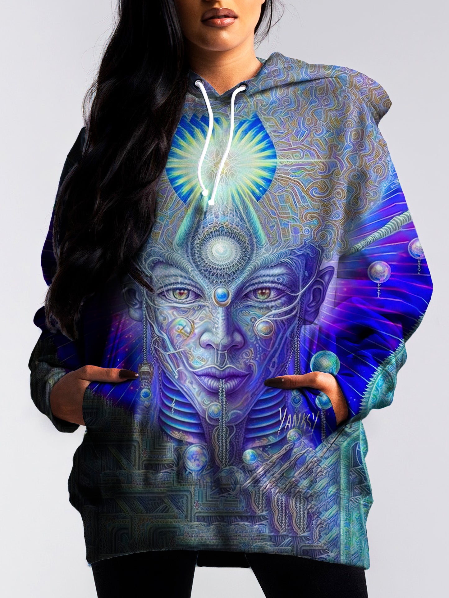 Express your creativity and unique style with this psychedelic sublimation pullover hoodie