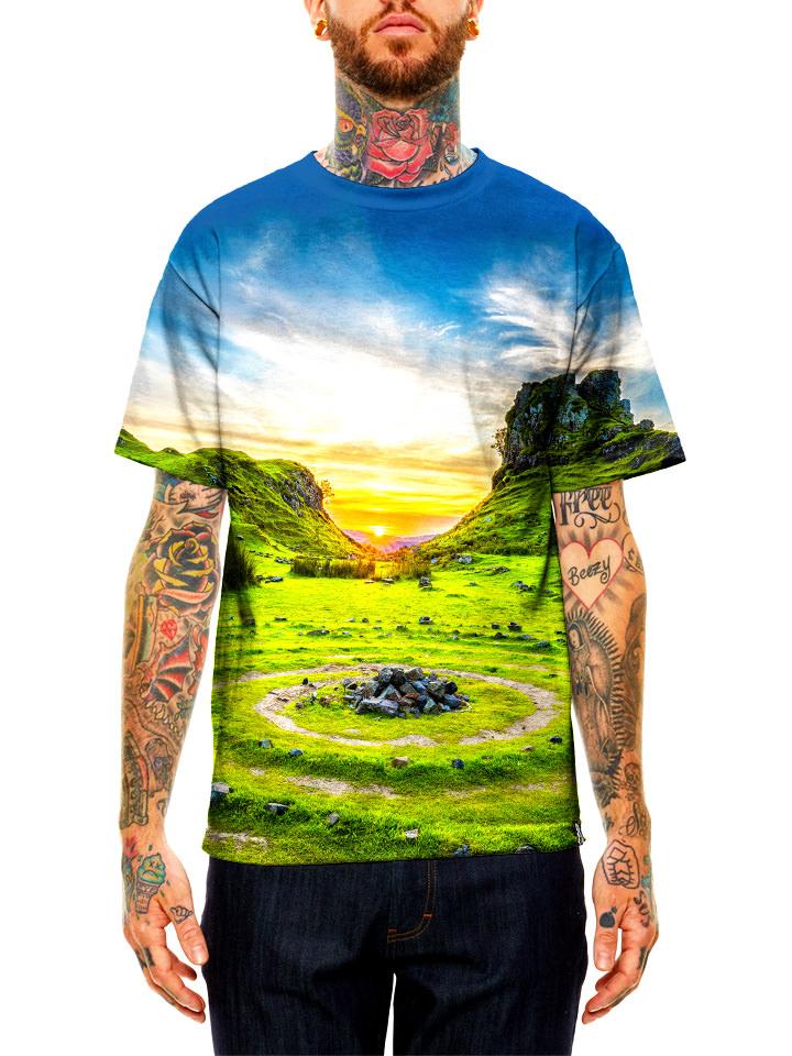 Model wearing GratefullyDyed Apparel zen rock garden unisex t-shirt.