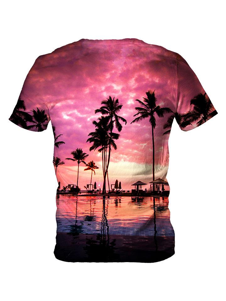 Back view of all over print psychedelic coconut beach t shirt by Gratefully Dyed Apparel.