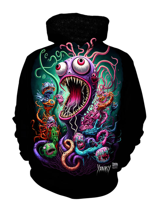 Express your creativity and individuality with this one-of-a-kind trippy pullover hoodie