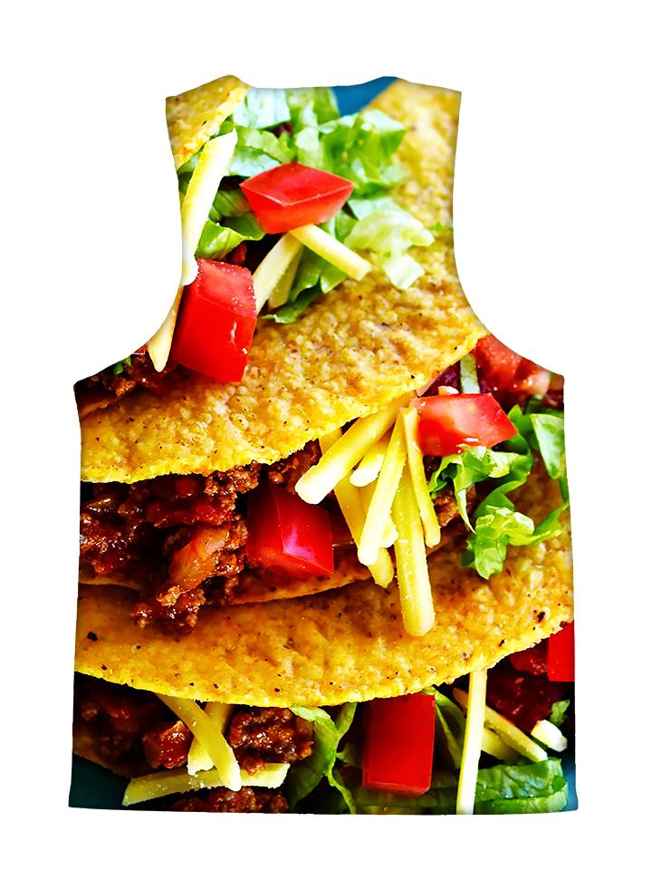 Psychedelic all over print foodie tank by GratefullyDyed Apparel back view.