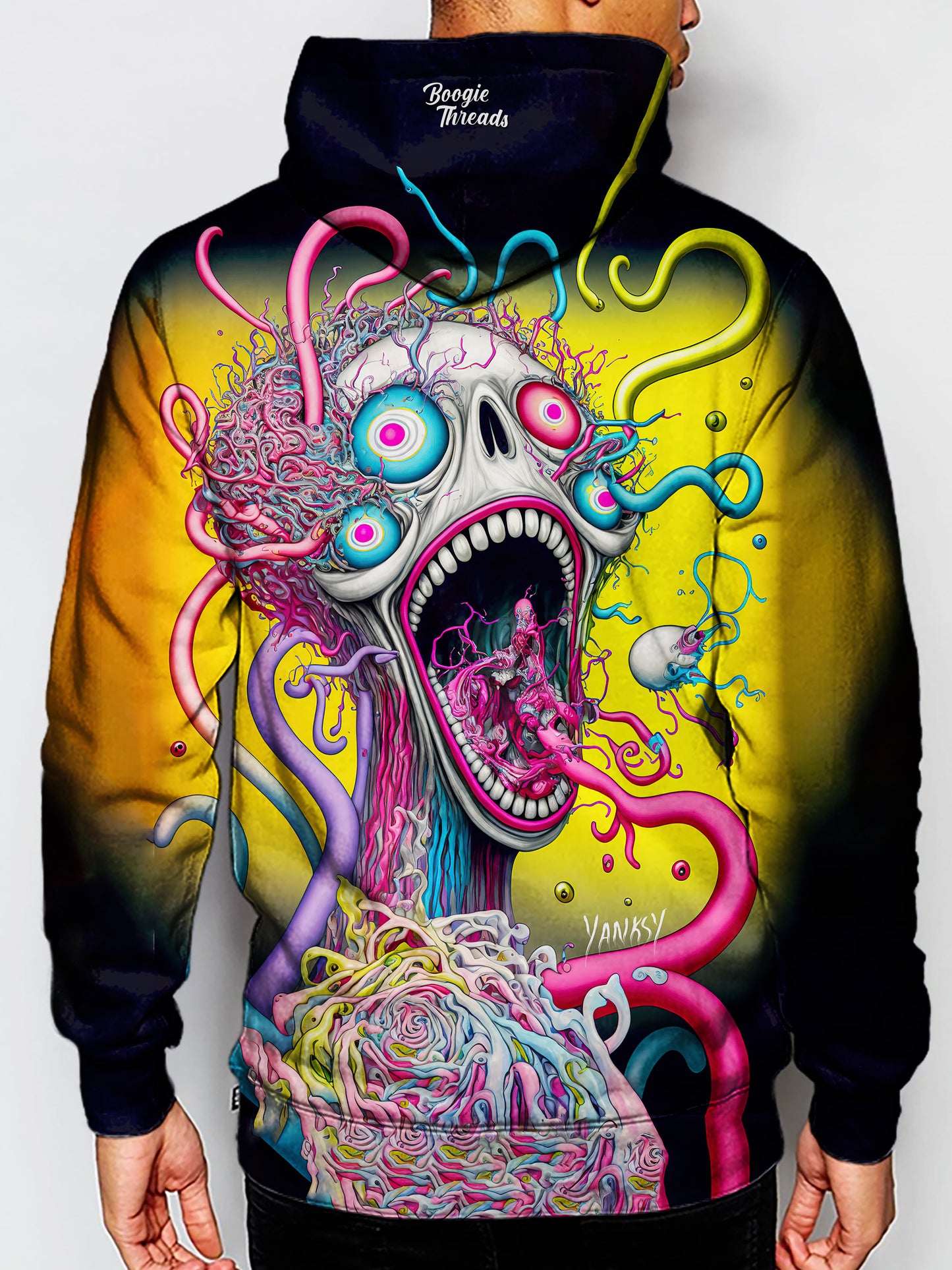 Stand out from the crowd in this bold and colorful sublimation pullover hoodie