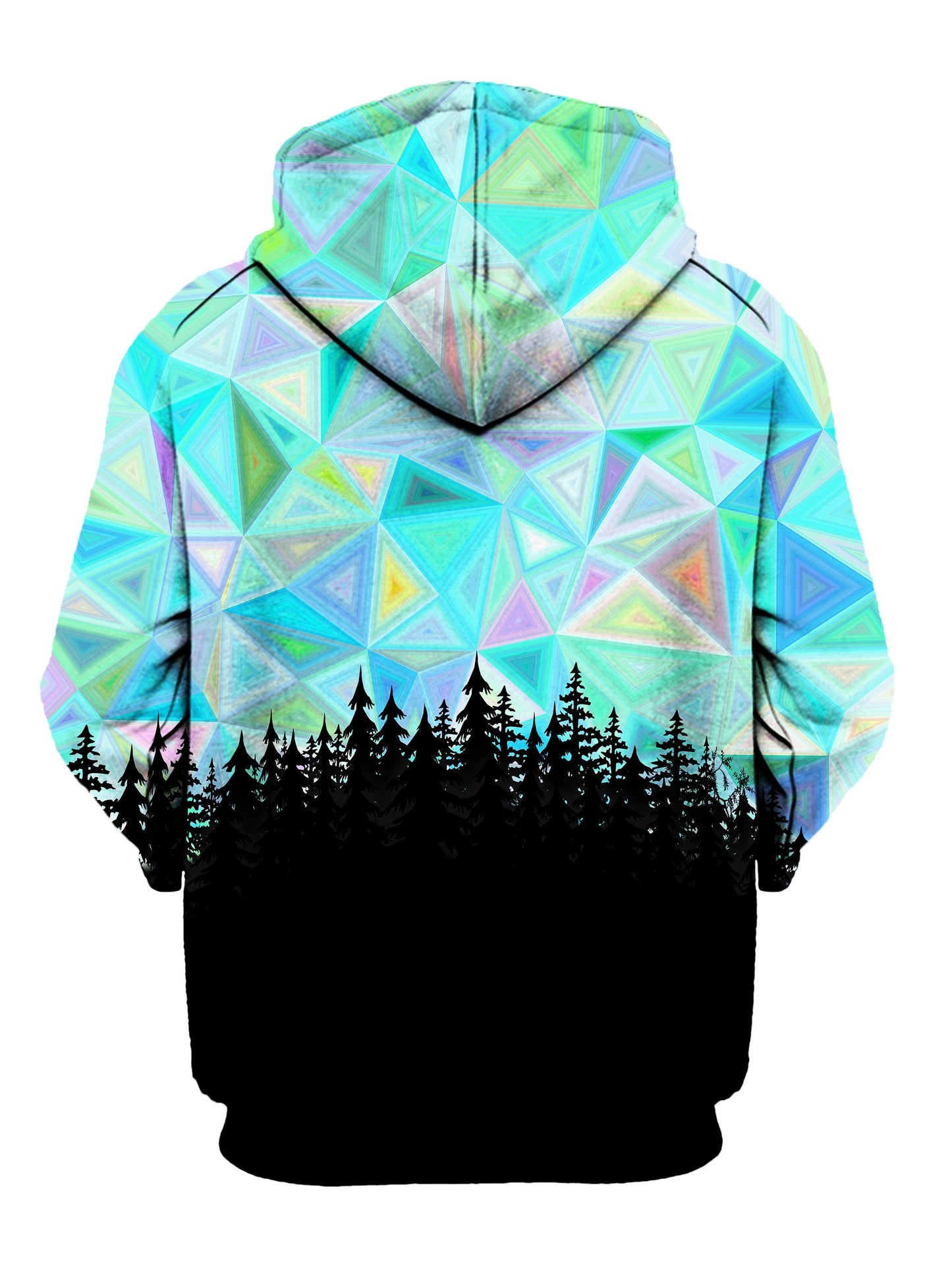 Back view of all over print psychedelic nature hoody by Gratefully Dyed Apparel.