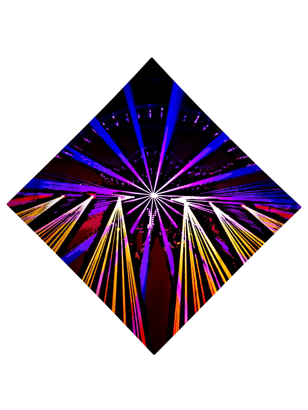 Bright neon lights on black bandana flat front view