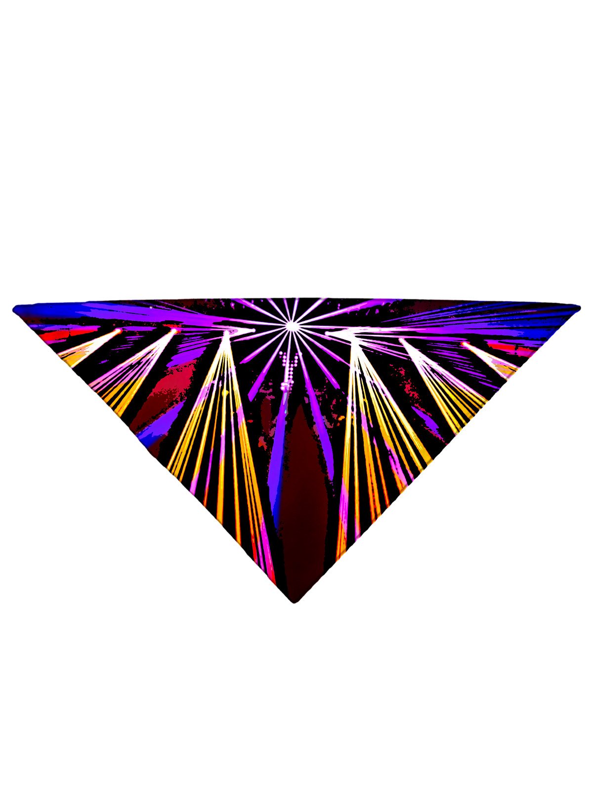 Bright neon lights on black bandana, folded in half