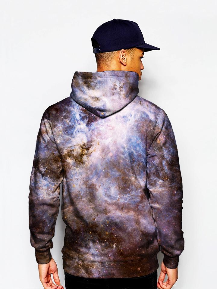 Model In Psychedelic Galaxy Pullover Hoodie Back View