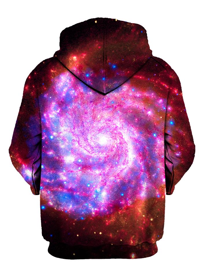 Pink Galaxy Swirls Pullover Hoodie Back View