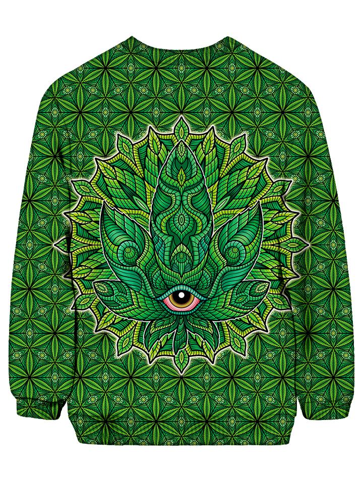Trippy Green Leaf Crew Neck Sweater Back View