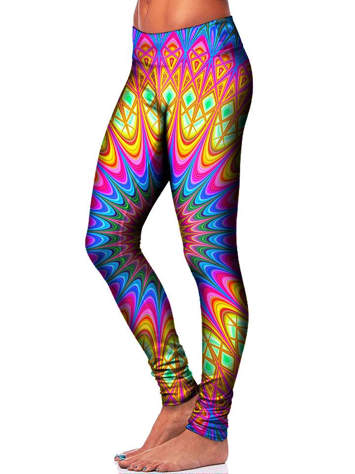 Colorful Neon Mandala Leggings Side View