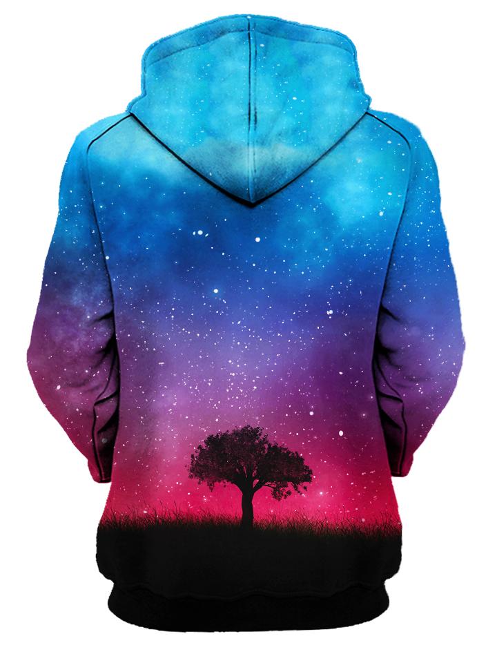Tree Silhouette In Space Pullover Hoodie Womens Back View
