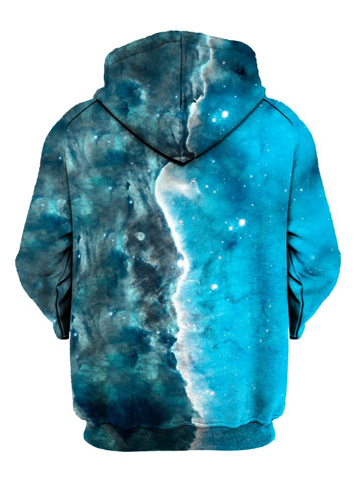 Beautiful Ocean Blue Print Pullover Hoodie Back View
