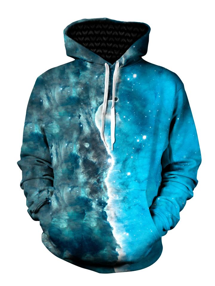 Beautiful Ocean Blue Print Pullover Hoodie Front View