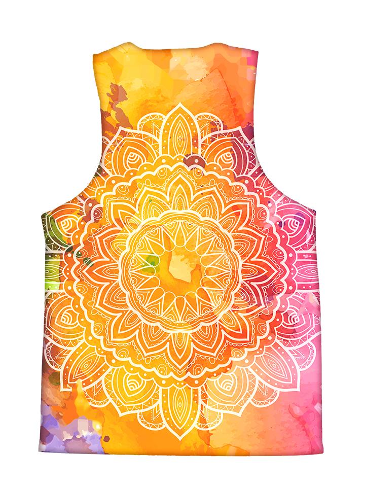 Psychedelic all over print sacred geometry tank by GratefullyDyed Apparel back view.