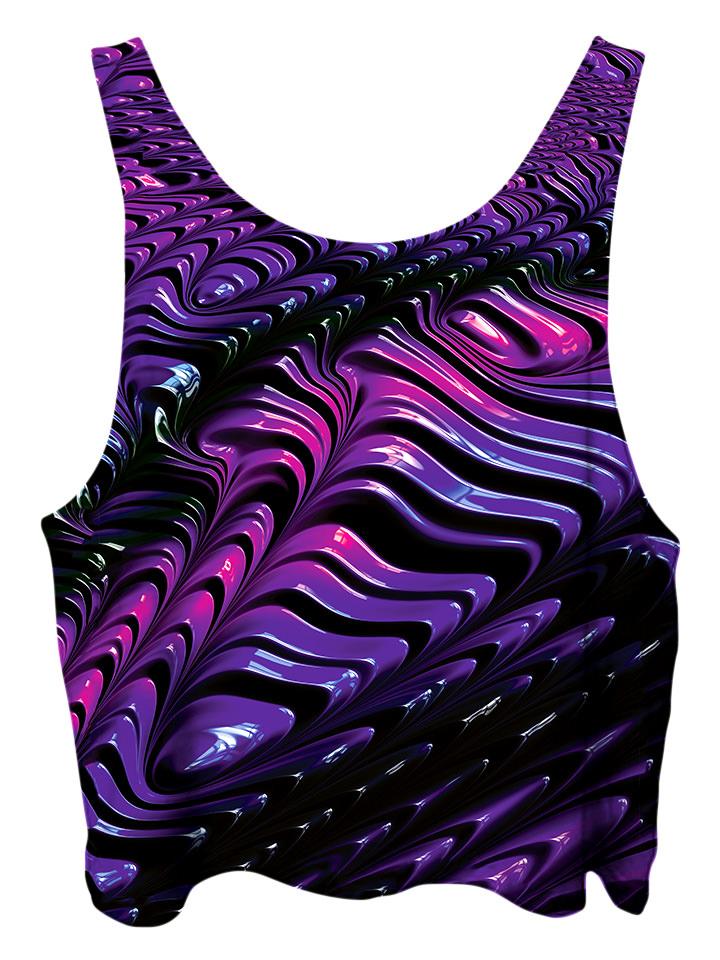 All over print psychedelic sacred geometry cropped top by Gratefully Dyed Apparel back view.