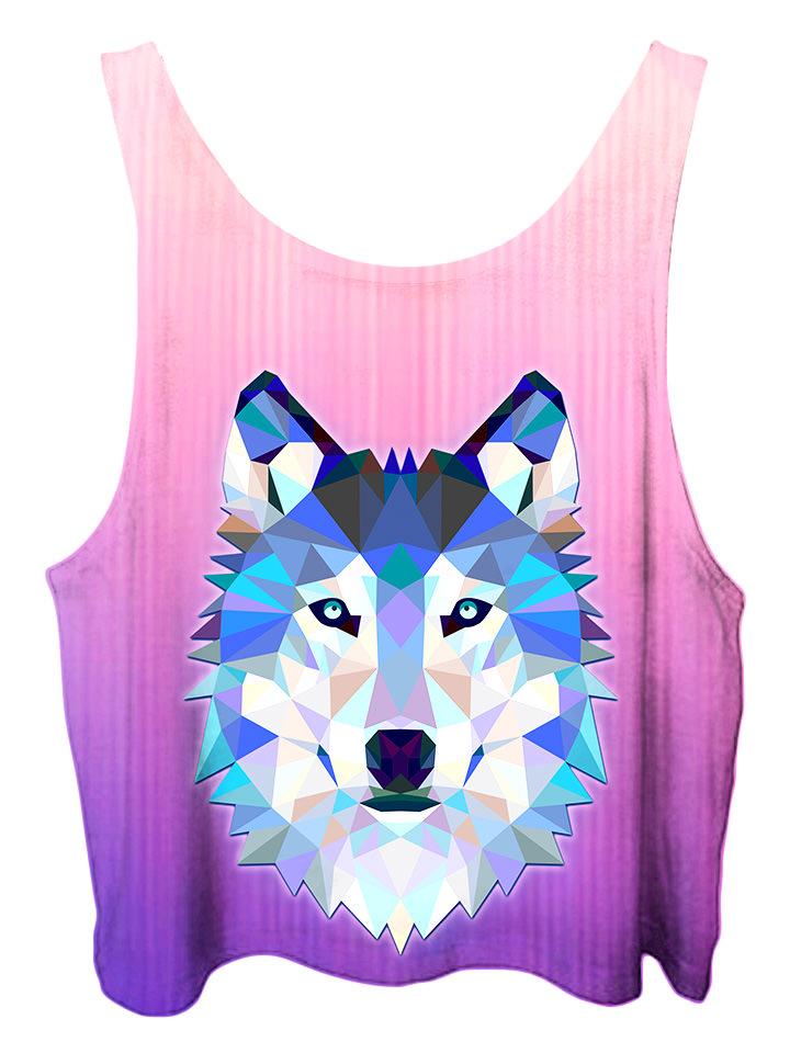 All over print psychedelic sacred geometry animal cropped top by Gratefully Dyed Apparel back view.