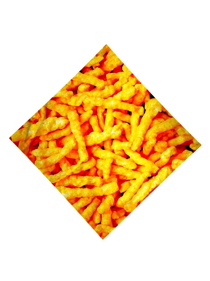 Trippy Gratefully Dyed Apparel orange cheetos bandana flat view.