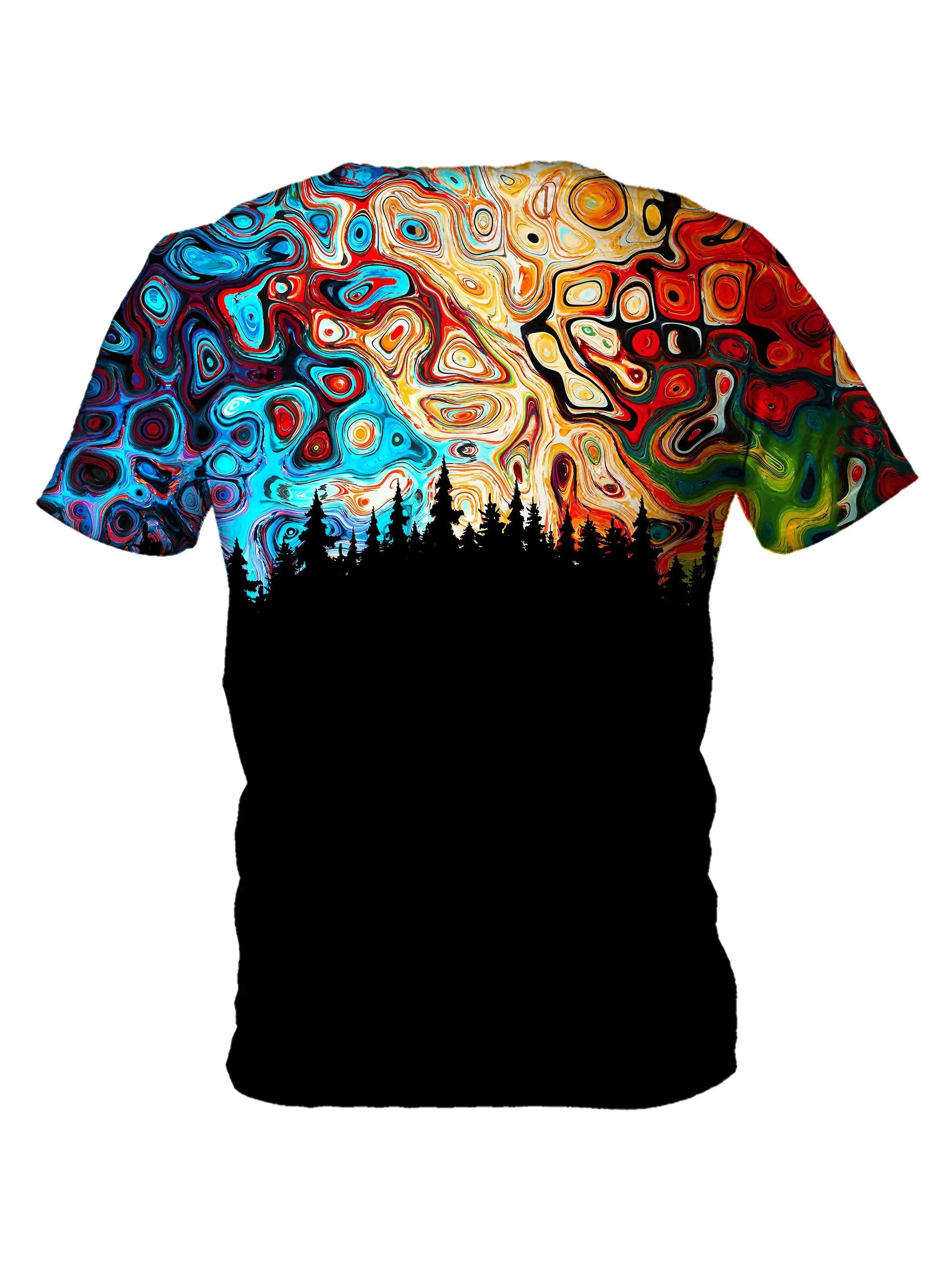 Back view of all over print psychedelic space nature t shirt by Gratefully Dyed Apparel. 