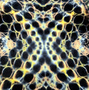 Mondrian-style abstract pattern with black and yellow shapes