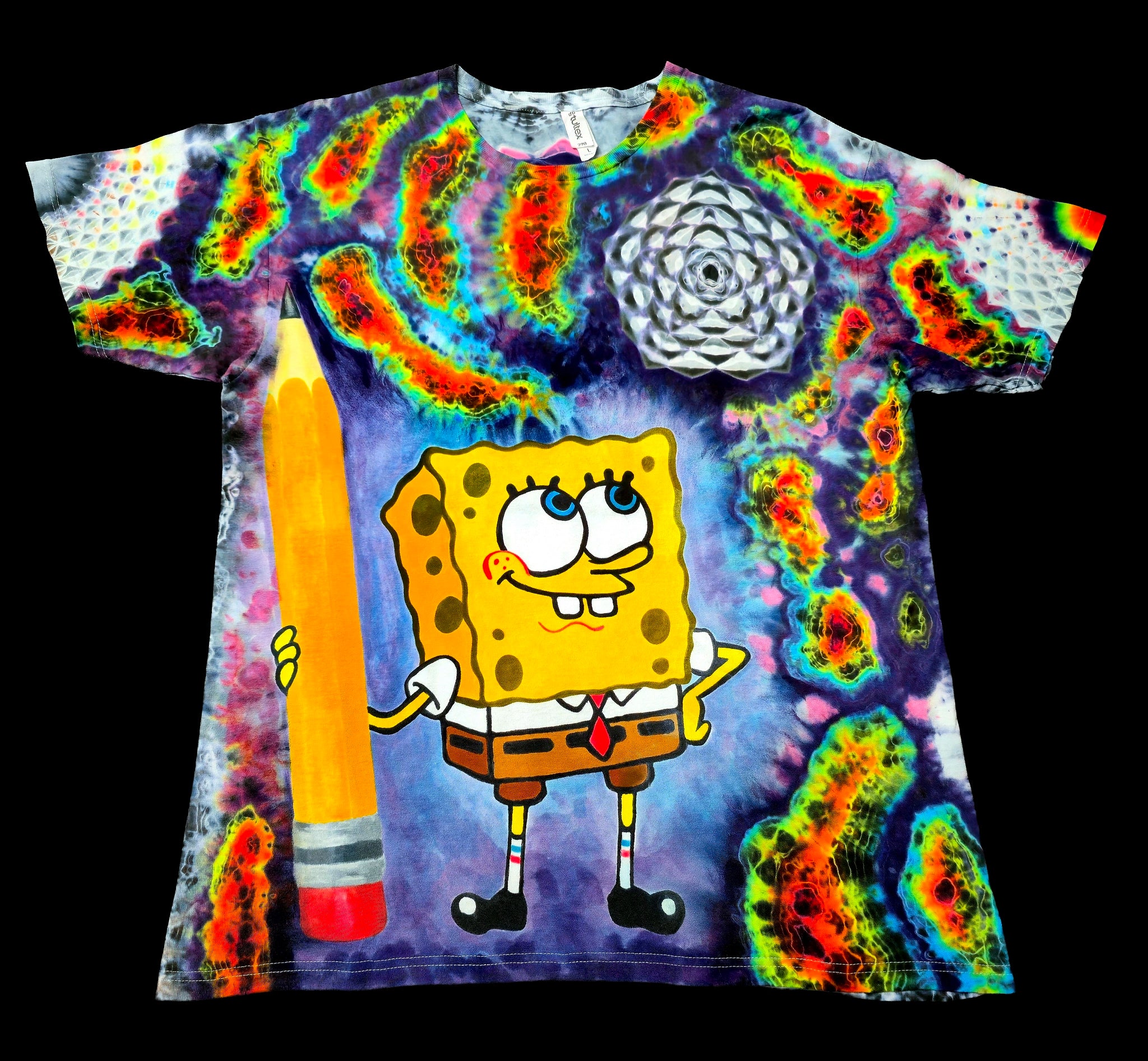 SpongeBob and DoodleBob Combo- Original Handmade Tie-Dye Tee