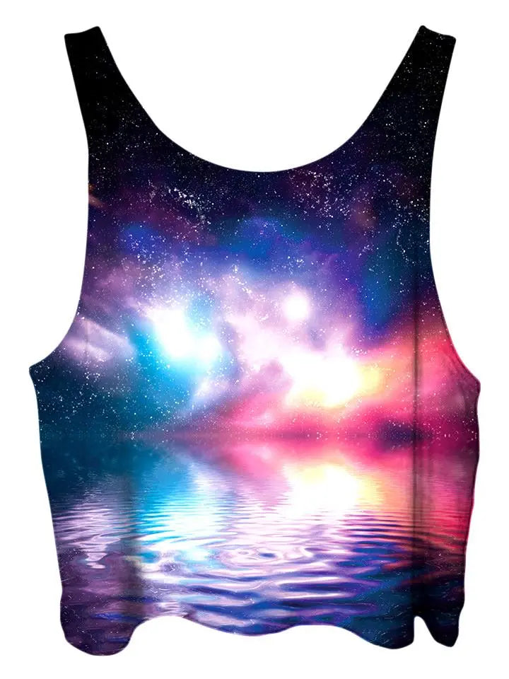 All over print psychedelic space cropped top by Gratefully Dyed Apparel back view.