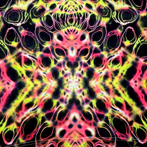 Neon tie-dye pattern with black background