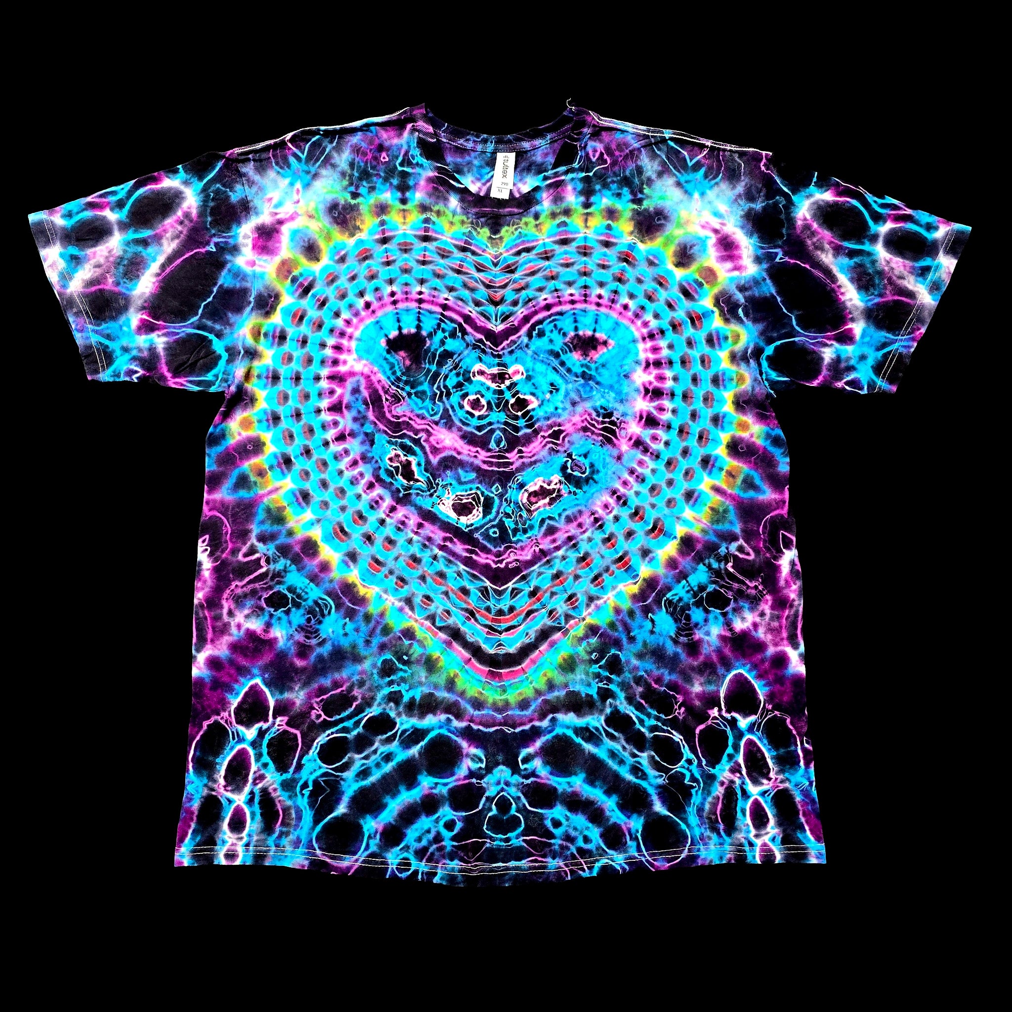 Aqua Pulse - Original Handmade Heart Tie-Dye Tee