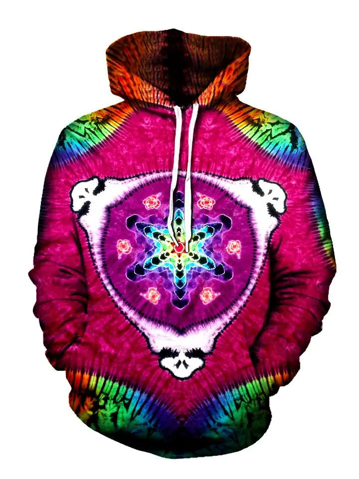Kaleidoscope grateful dead steely all over print pullover hoodie front view