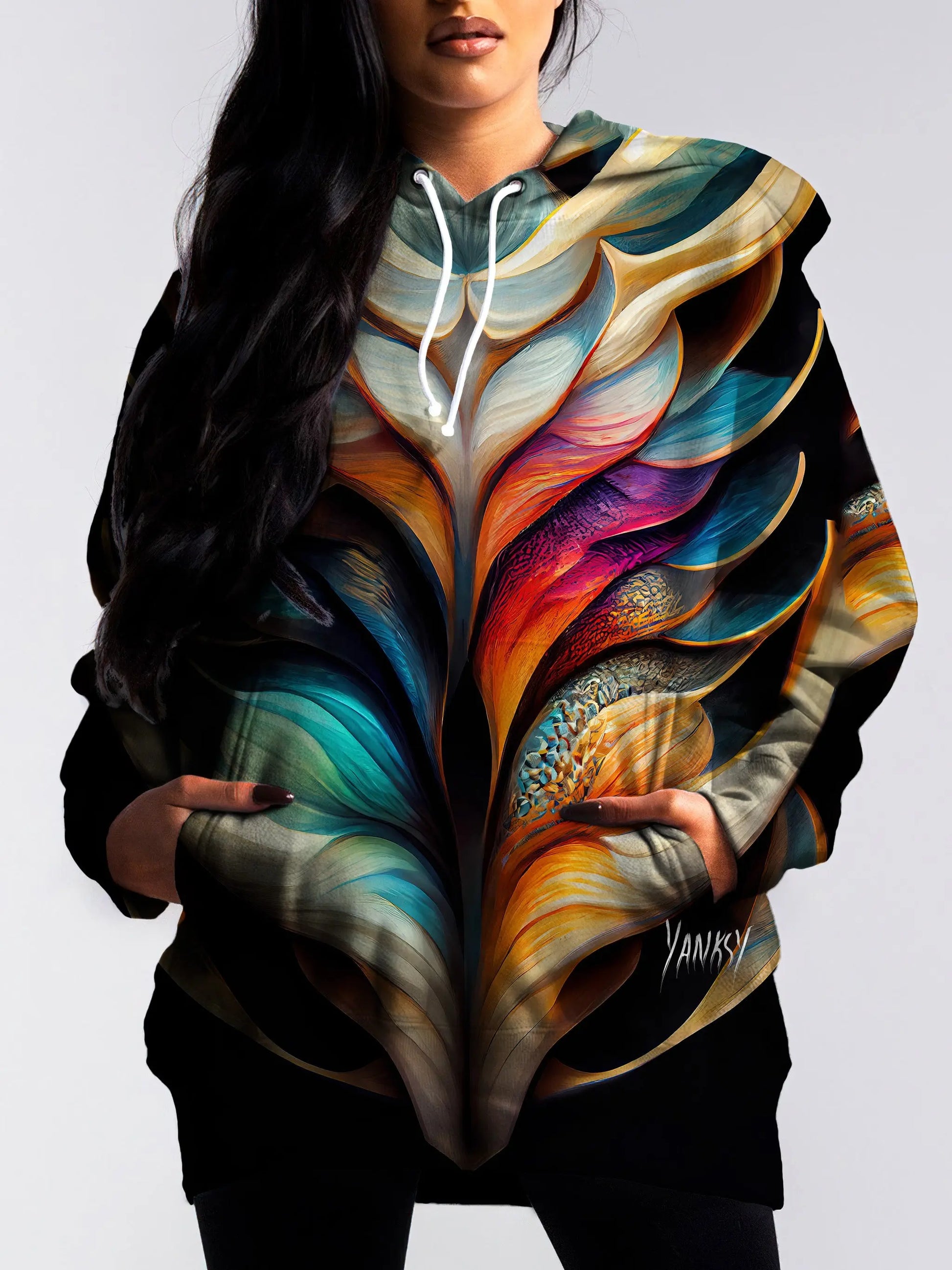 Turn heads wherever you go with this mesmerizing trippy pullover hoodie