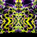 Detailed view of organic fractal dye lines and high-contrast neon coloration