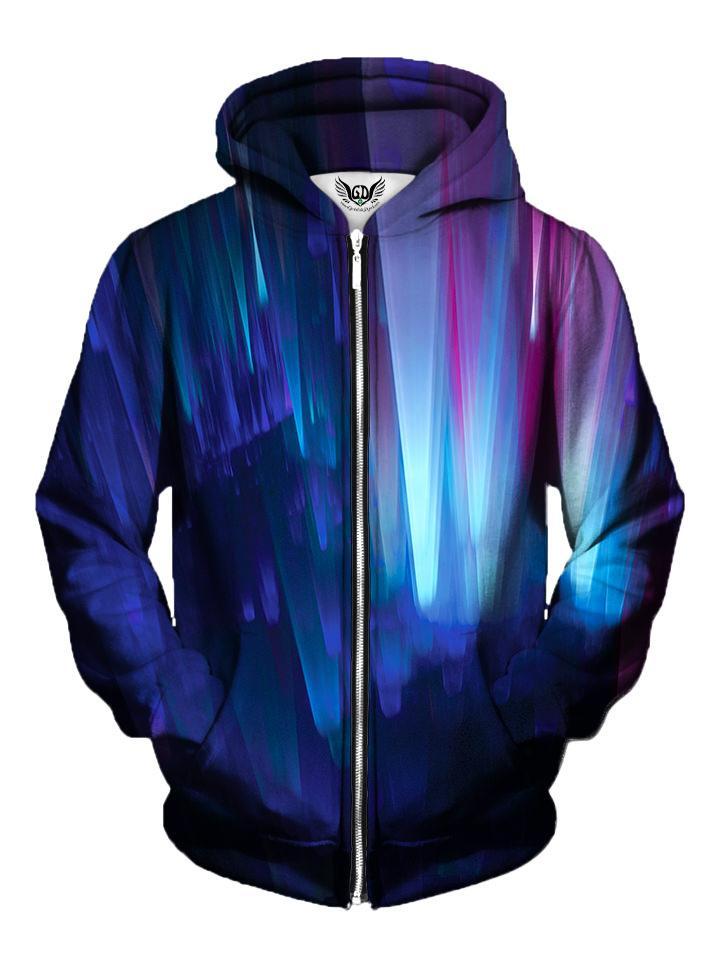 Beautiful Blue Stripes Zip Up Hoodie Front