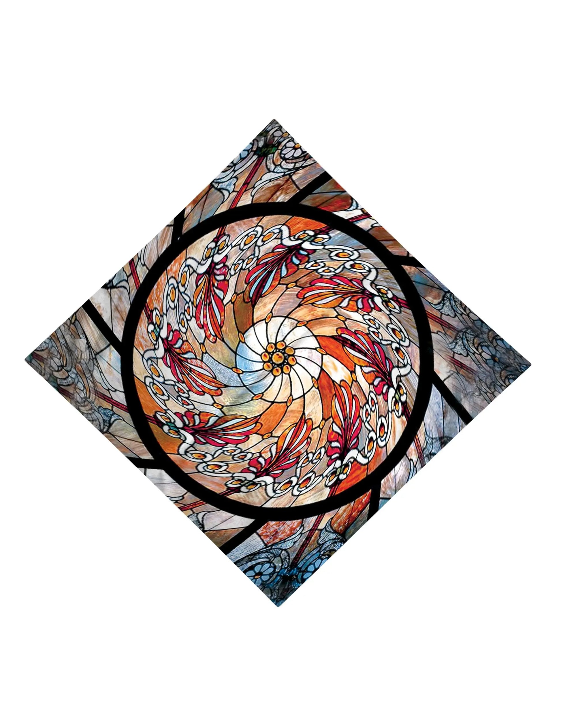 Trippy Gratefully Dyed Apparel stained glass mandala bandana flat view.