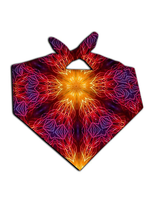 Bright red and yellow mandala kaleidoscope all over print bandana