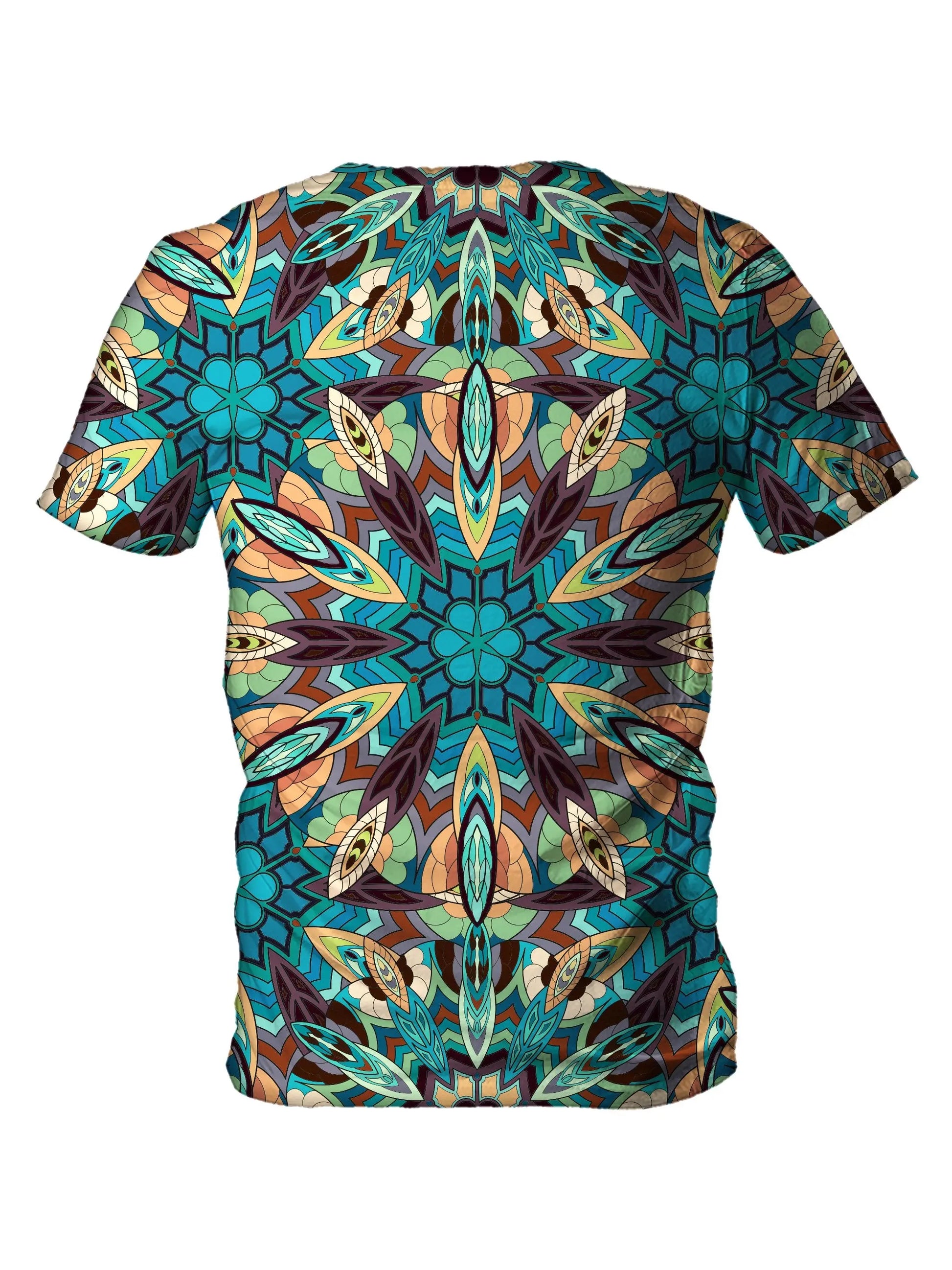 Back view of all over print psychedelic sacred geometry t shirt by Gratefully Dyed Apparel. 