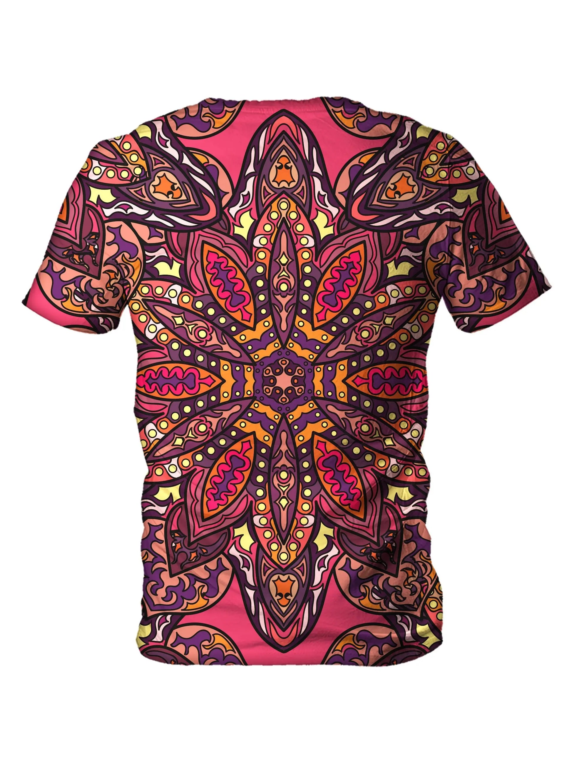 Back view of all over print psychedelic sacred geometry t shirt by Gratefully Dyed Apparel. 
