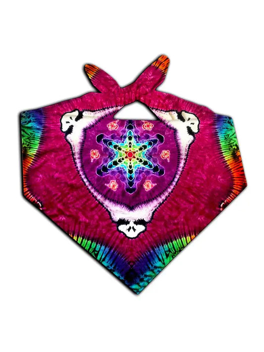 Kaleidoscope all over print bandana tied