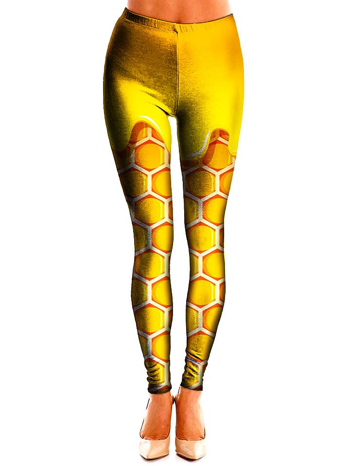 Yellow Honeycomb Leggings Front View