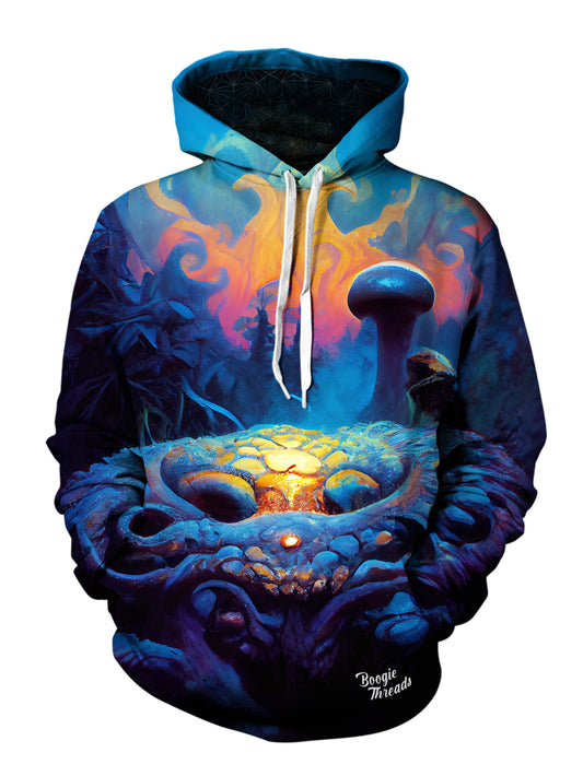 bright and colorful mushroom in a painted forest - pullover hoodie
