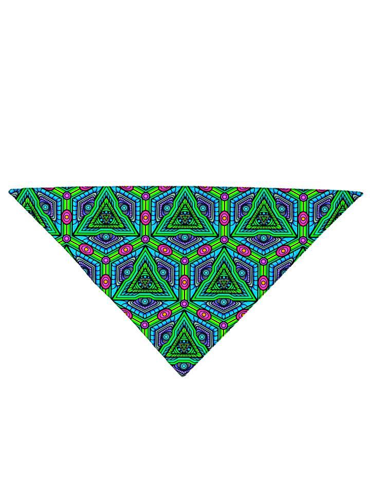 Diagonally folded psychedelic sacred geometry printed headband.