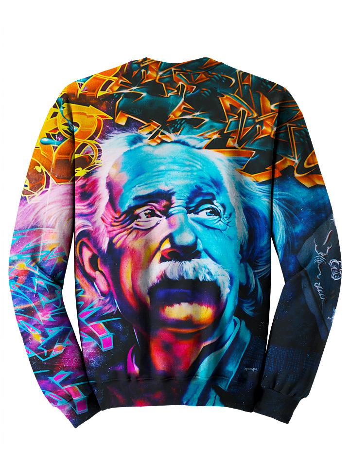 Back view of psychedelic graffiti pullover sweat shirt. 