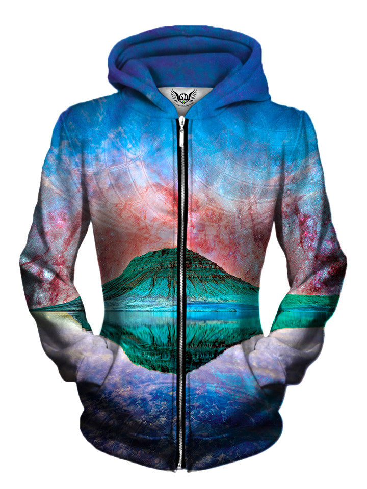 Space scene zip up hoodie print - Alien Rockies