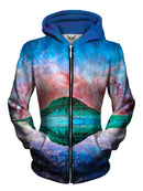 Space scene zip up hoodie print - Alien Rockies