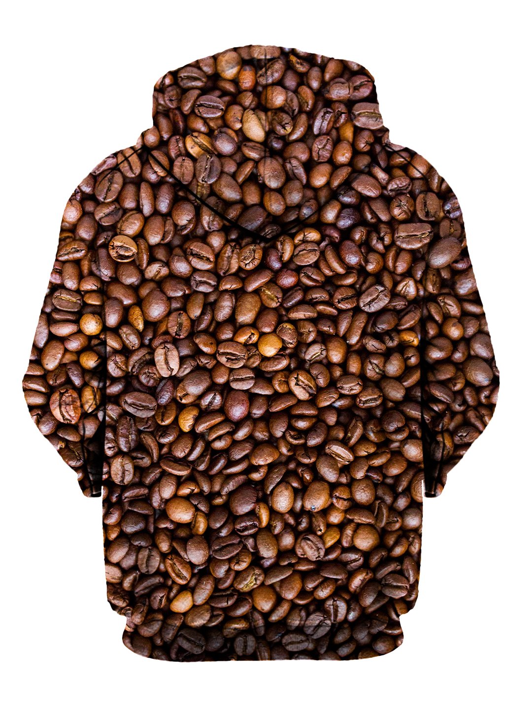 Back view of all over print coffee bean hoody by Gratefully Dyed Apparel